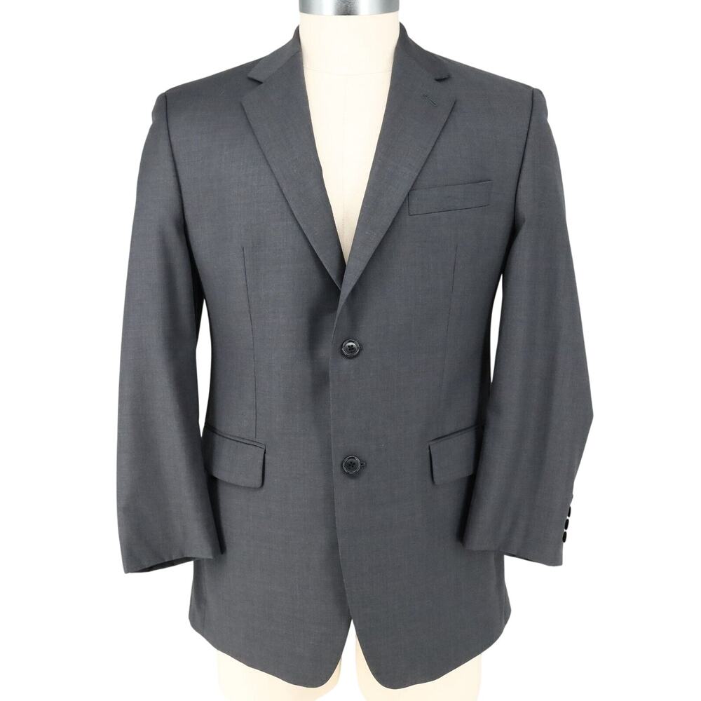 Calvin Klein Sport Coat Mens 40R Gray Wool Jacket Blazer 2 Button Macys